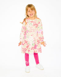 Deux Par Deux French Terry Dress in Pink Meadow