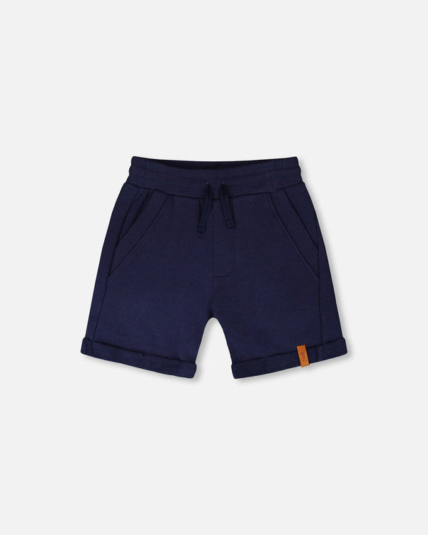 Deux Par Deux French Terry Shorts in Peacoat