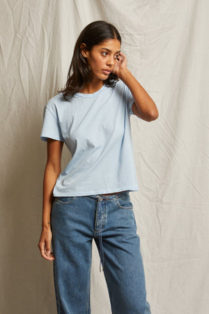 perfectwhitetee Harley Boxy Tee in Sky Blue