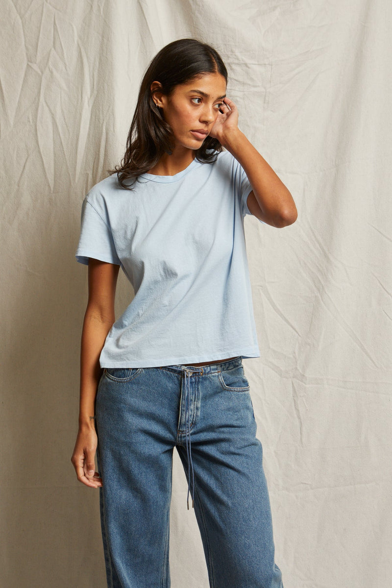 perfectwhitetee Harley Boxy Tee in Sky Blue