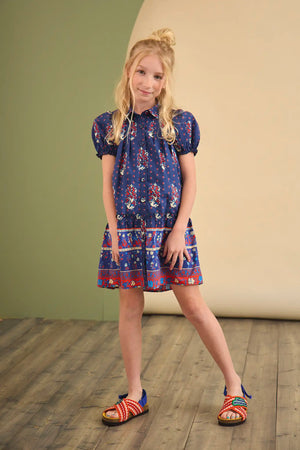 Hunter Bell Kids Drifter Dress in Fall Floral Navy
