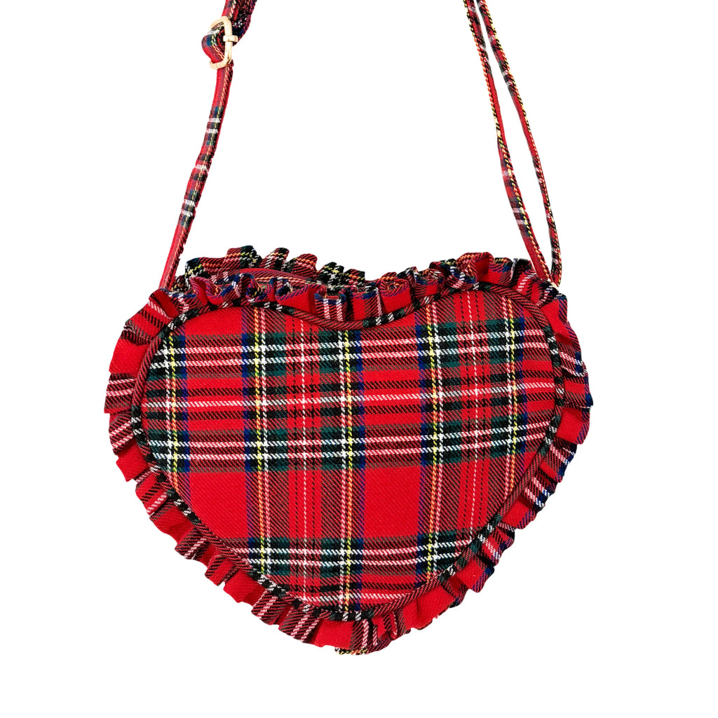 Bits & Bows Red Plaid Heart Purse