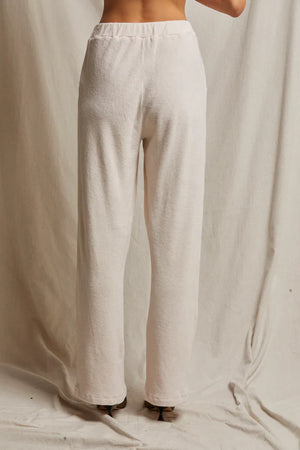 perfectwhitetee Holly Velour Wide Leg Sweatpant in Sugar