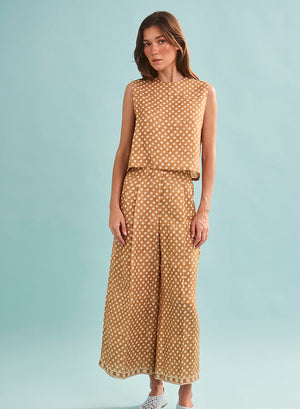 Hunter Bell Cunningham Pant in Coconut Sand Dot