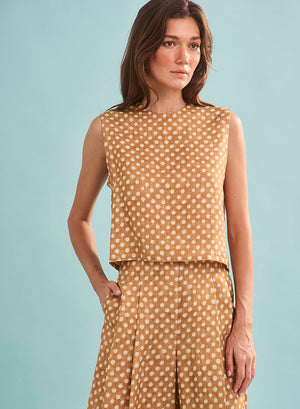 Hunter Bell Manning Top in Coconut Sand Dot