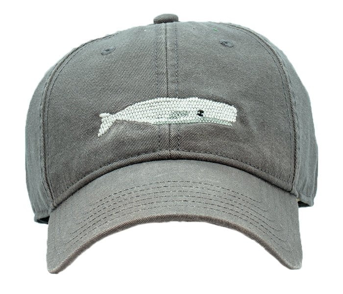 Harding Lane Adult White Whale Baseball Hat in Dark Grey