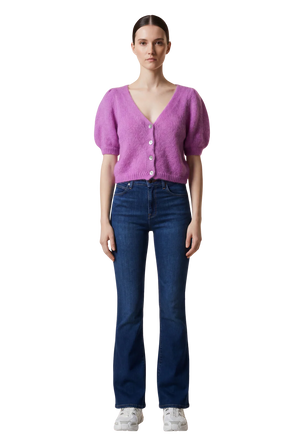 American Dreams Harper Short Sleeve Cardigan in Pearly Purple