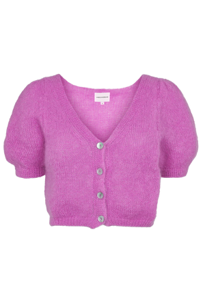 American Dreams Harper Short Sleeve Cardigan in Pearly Purple