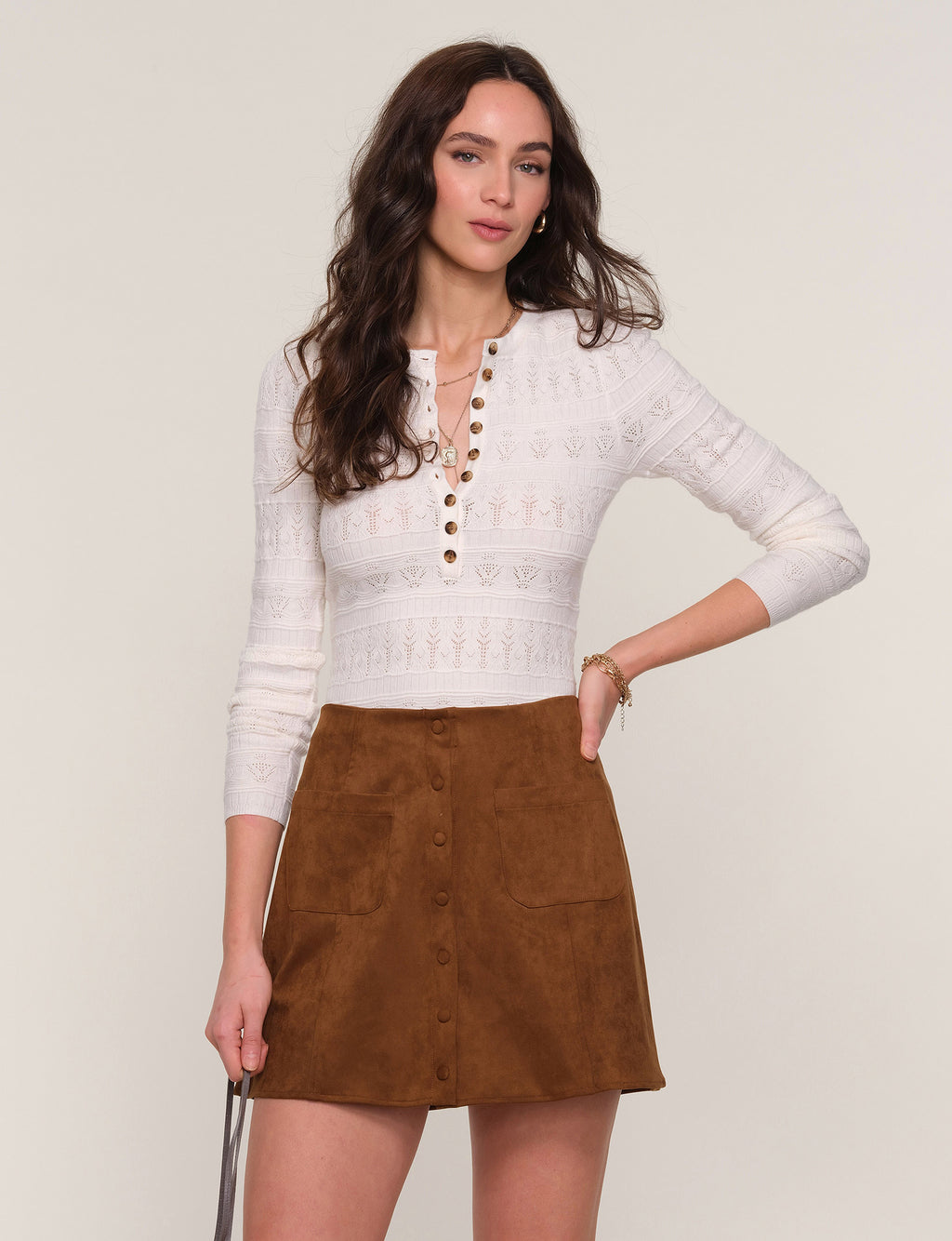 Heartloom Faux Suede Dusk Skirt in Graham