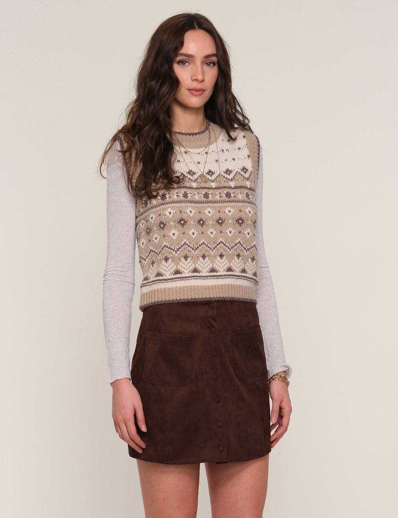 Heartloom Faux Suede Dusk Skirt in Bittersweet