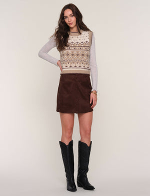 Heartloom Faux Suede Dusk Skirt in Bittersweet
