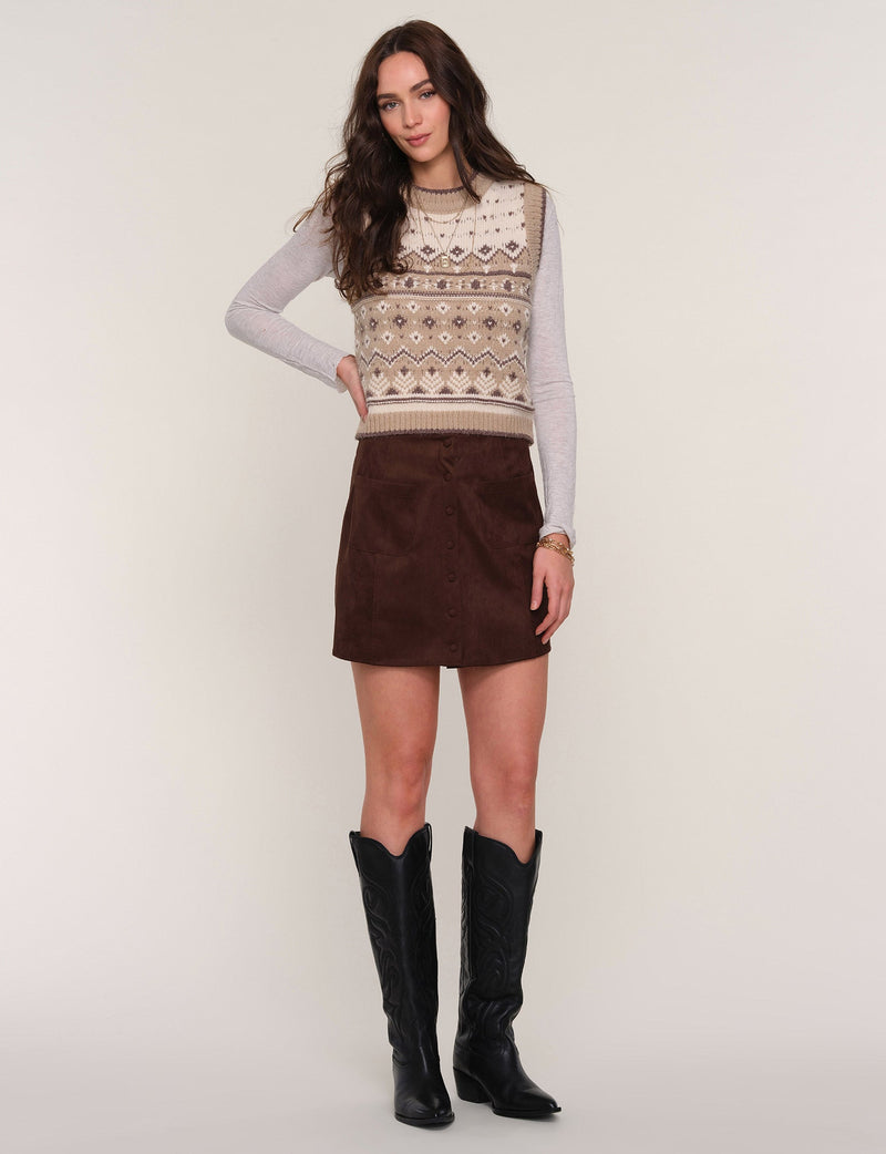 Heartloom Faux Suede Dusk Skirt in Bittersweet