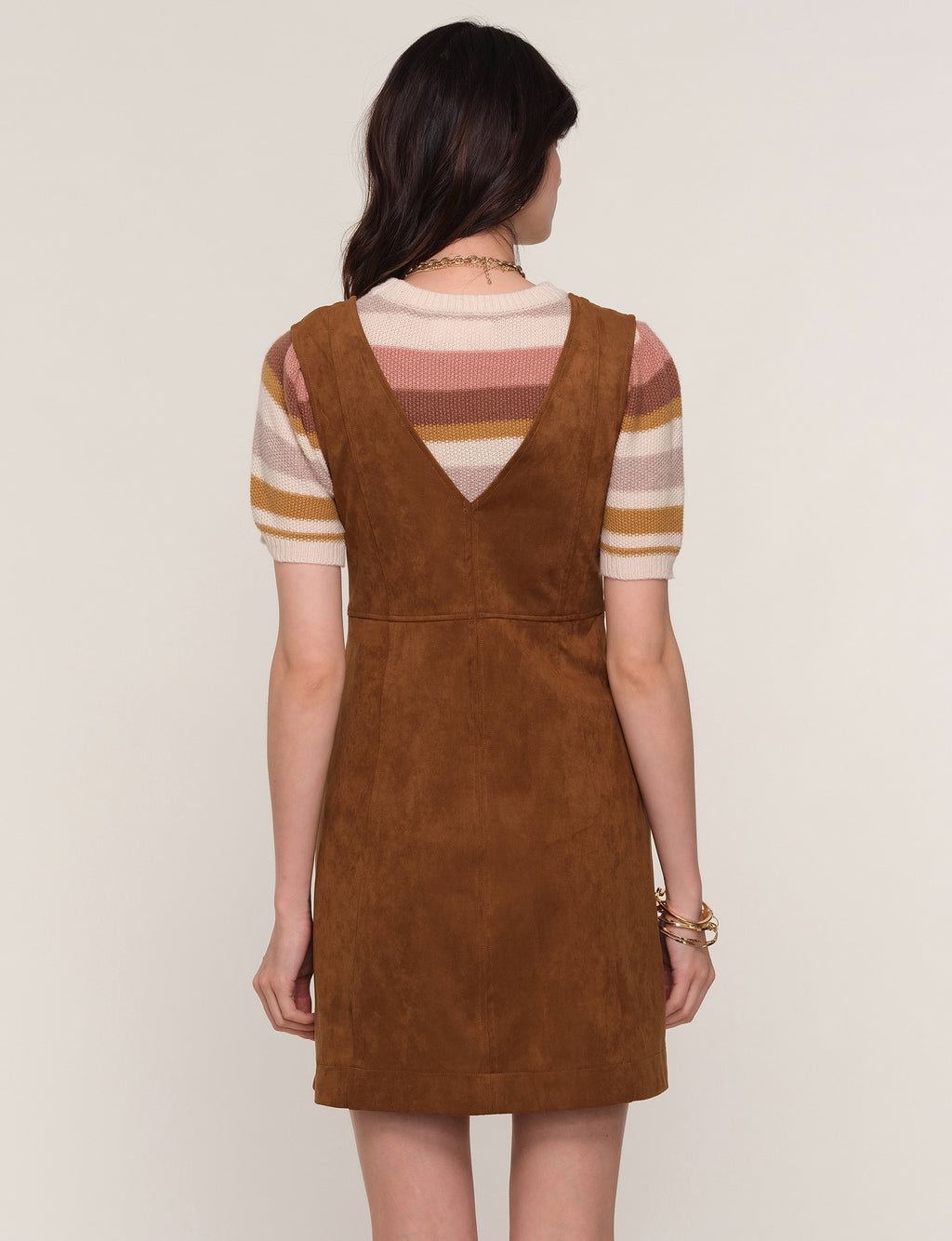Heartloom Bridget Suede Button Down Jumper Dress in Graham