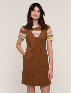 Heartloom Bridget Suede Button Down Jumper Dress in Graham