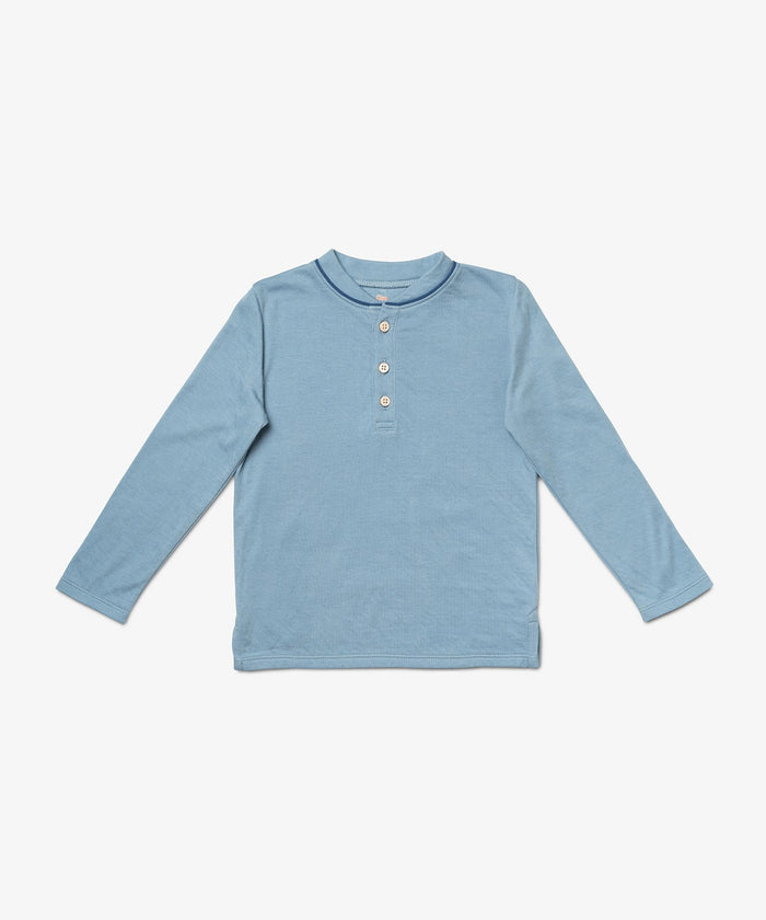 Oso & Me Henley T-Shirt in Dusty Blue