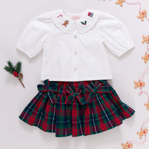 Pink Chicken Maribelle Bow Skirt in Red Tartan