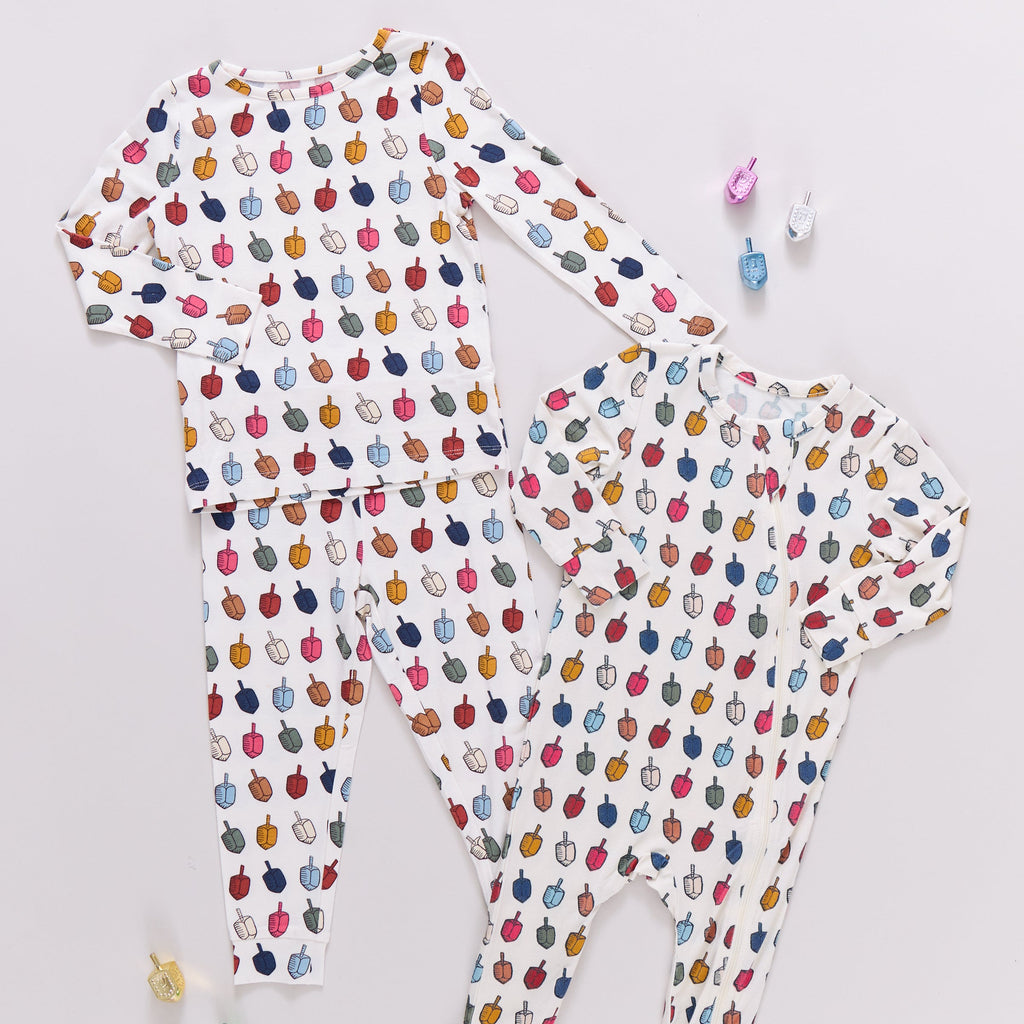 Pink Chicken Bamboo Romper in Multi Dreidels