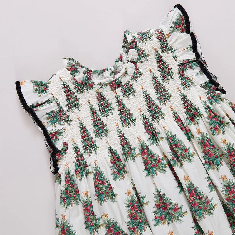 Pink Chicken Baby Girls Stevie Dress in Vintage Trees