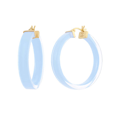 Gold & Honey Flat Illusion Hoops in Ice Blue