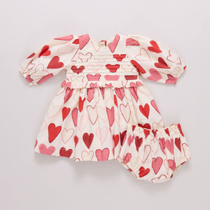 Pink Chicken Baby Renee Dress Set in Gradient Hearts