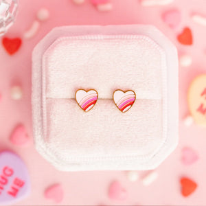Pierced Co Earrings in Rainbow Heart