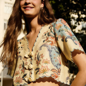 Farm Rio Butter Yellow Boho Beauty Euroflax™ Premium Linen Top