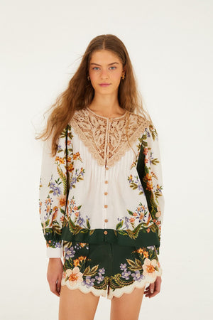 Farm Rio Sand Nature Lace Blouse