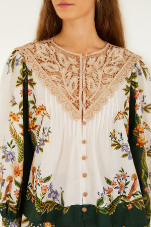 Farm Rio Sand Nature Lace Blouse