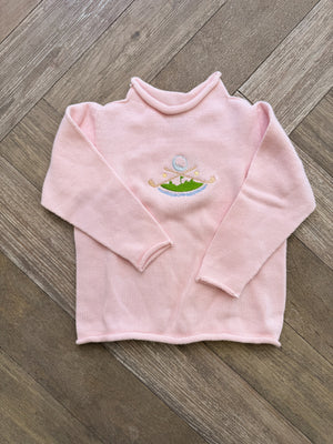 A Soft Idea Golf Crest Roll Neck Sweater in Pink