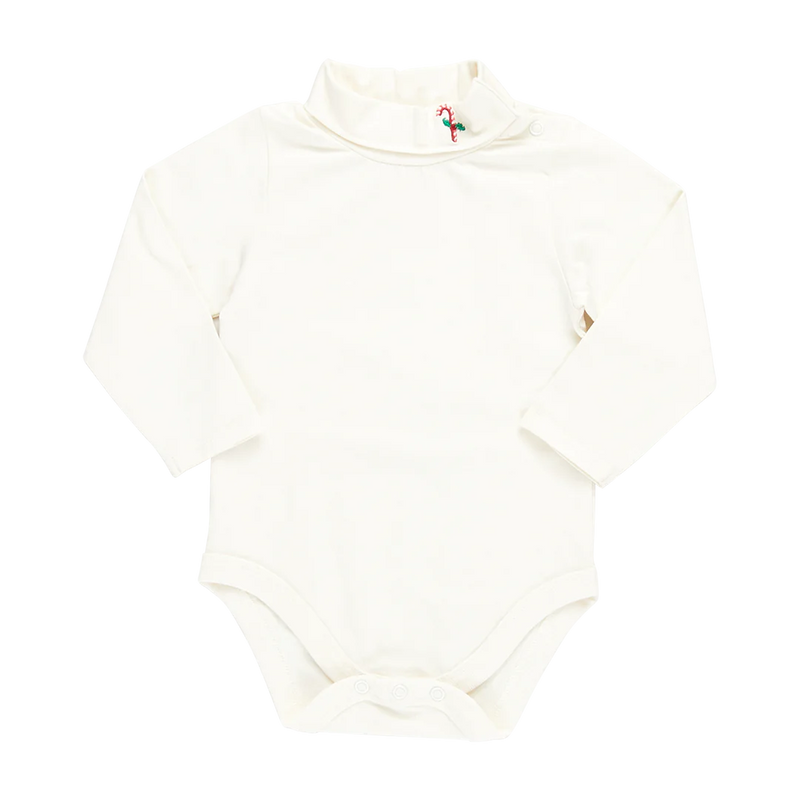 Pink Chicken Baby Organic Body Suit in Candy Cane Embroidery