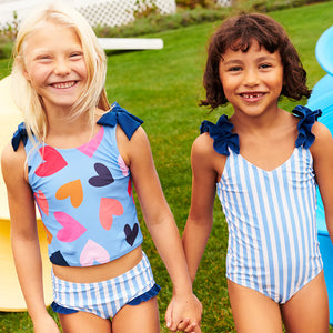 Pink Chicken Shelly Tankini in Multi Tossed Hearts