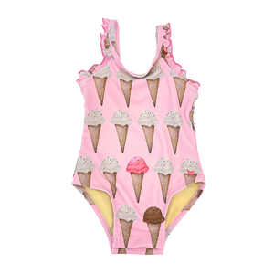 Pink Chicken Claire Swimsuit in Neapolitan Ice Cream Cones