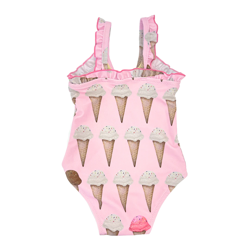 Pink Chicken Claire Swimsuit in Neapolitan Ice Cream Cones