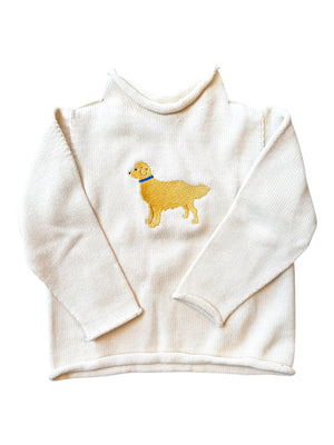 A Soft Idea Golden Retriever Roll Neck Sweater in Natural