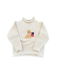 A Soft Idea Roll Neck Sweater in Cream with Patriot Pup