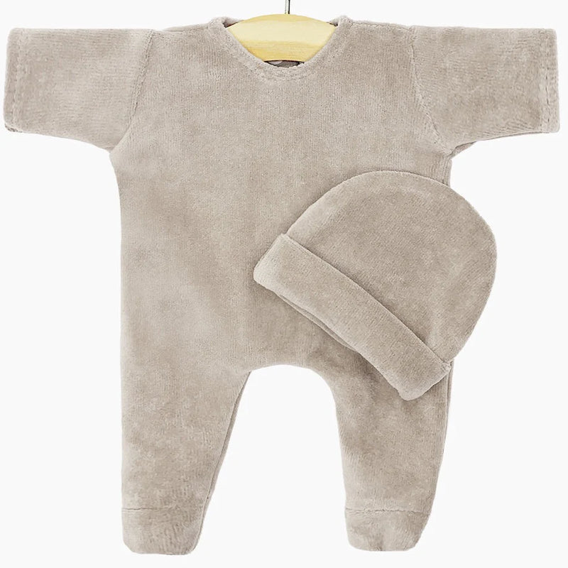 Minikane Babies Grey Velour Outfit with Bonnet for 11" Dolls