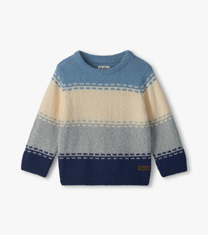 Hatley Crew Neck Sweater in Faded Blue Colorblock