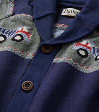 Hatley Shawl Collar Cardigan in Trucks