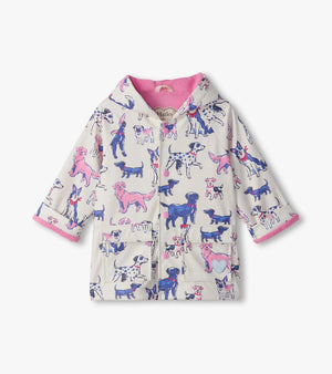 Hatley Snap Raincoat in Pink Little Pups