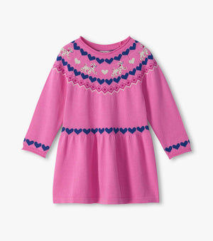 Hatley Sweater Dress in Pink Pups