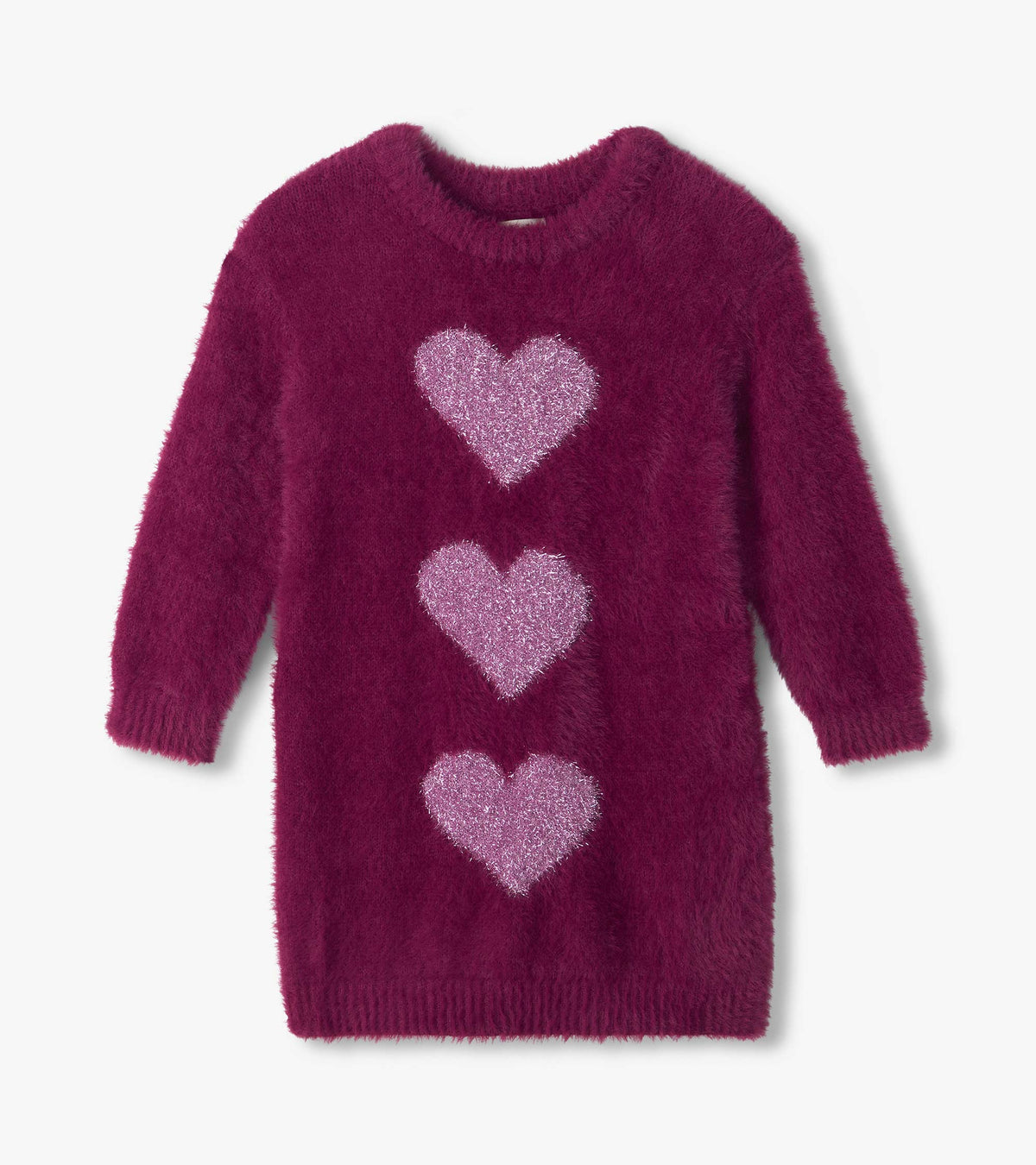 Hatley Drop Shoulder Sweater Dress in Raspberry Hearts