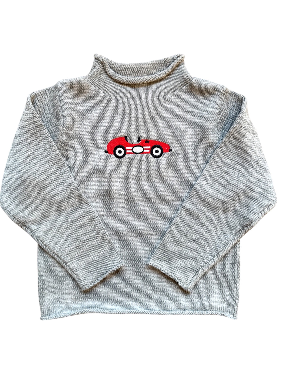 A Soft Idea Race Car Roll Neck Sweater in Grey