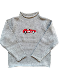 A Soft Idea Race Car Roll Neck Sweater in Grey