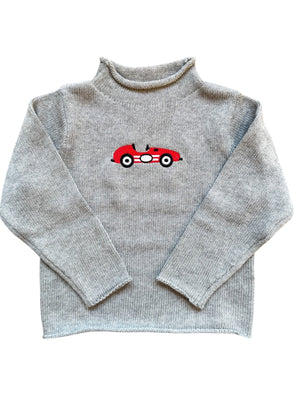 A Soft Idea Race Car Roll Neck Sweater in Grey