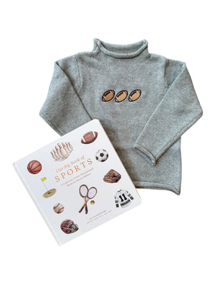 A Soft Idea Football Trio Roll Neck Sweater in Grey