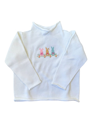 A Soft Idea Bow Back Bunnies Roll Neck Sweater in White
