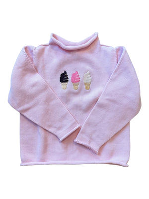A Soft Idea Ice Cream Trio Roll Neck Sweater in Pink