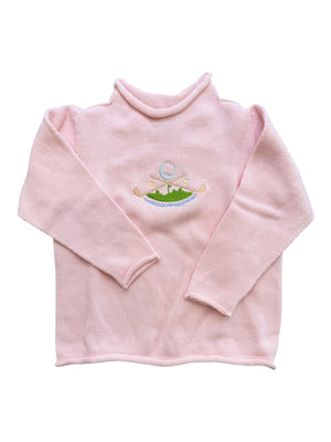 A Soft Idea Golf Crest Roll Neck Sweater in Pink