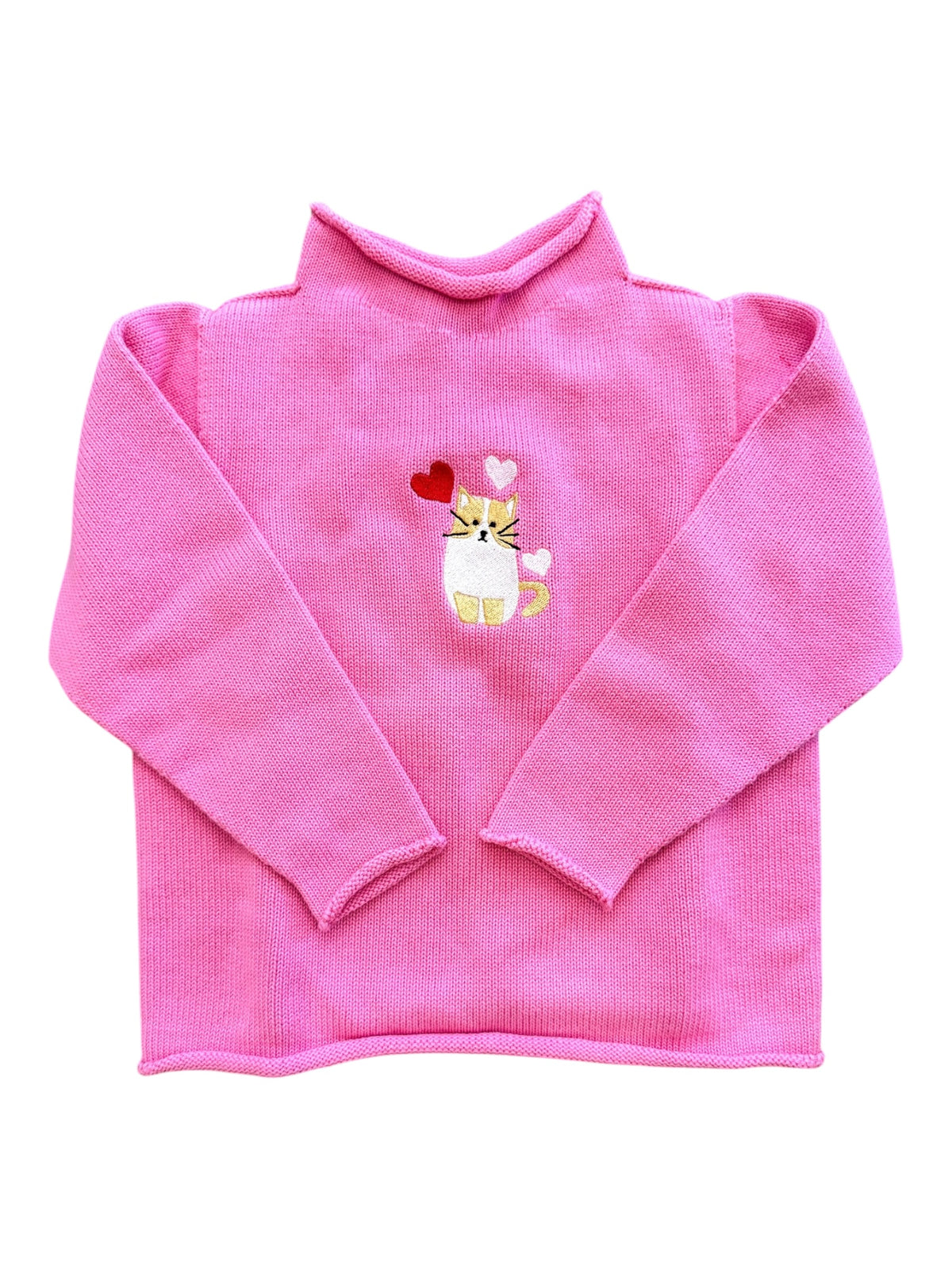 A Soft Idea Cupid Cat Roll Neck Sweater in Hot Pink