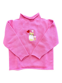 A Soft Idea Cupid Cat Roll Neck Sweater in Hot Pink